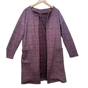Bobeau Womens Knitted Long Cardigan Sweater Size S Purple Open Front Pockets